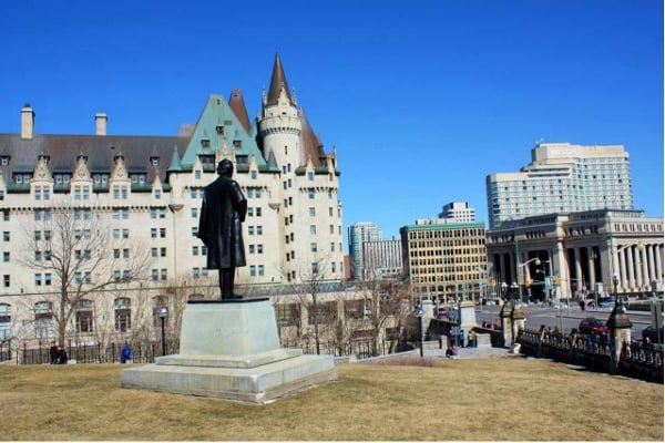 Chateau Laurier with Wilfried Laurier Statue in Ottawa