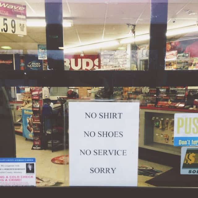no shirt no service