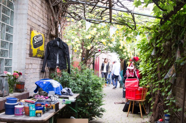 alley in a garden with clothes