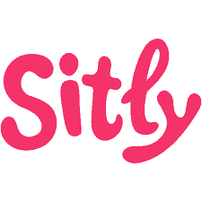 Sitly Logo of red font on white background