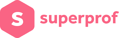 superprof logo with red front on a white background