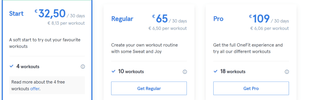 classpass vs. one fit pricing