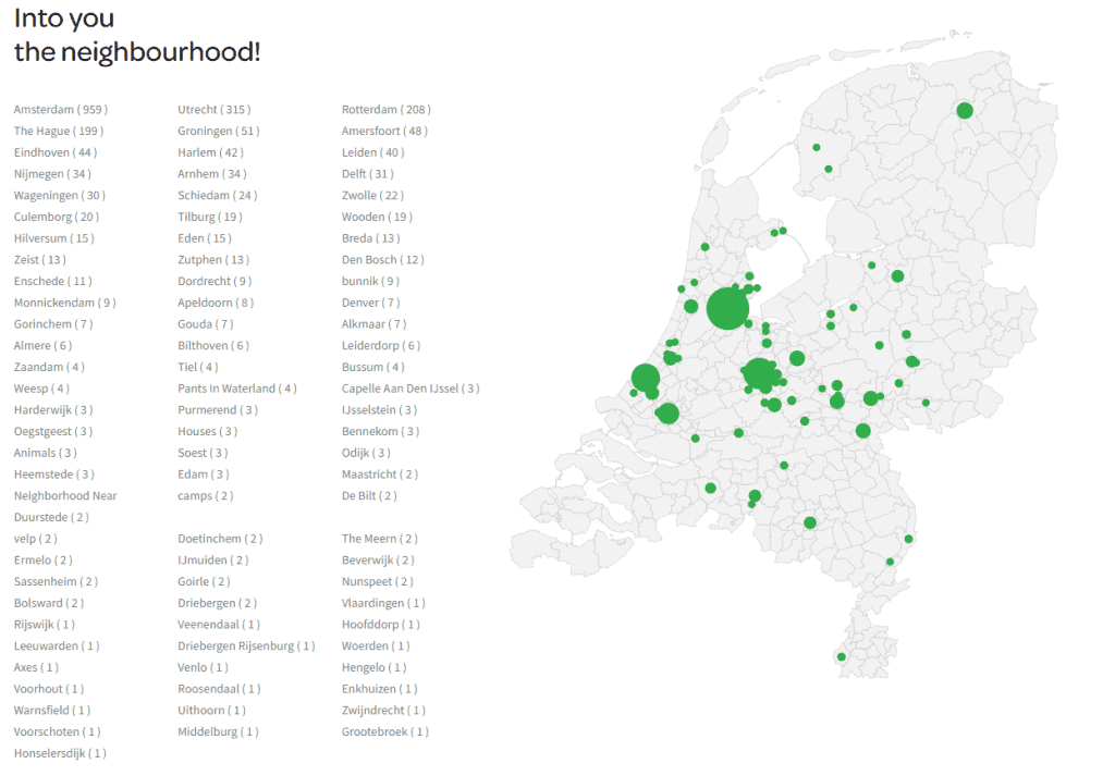 Netherlands Map of all the towns with cars across the Netherlands with over 80 options