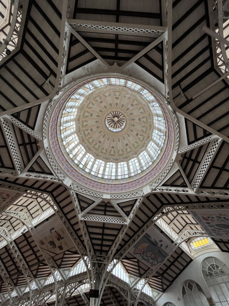 Geometric Pattern Ceiling at Mercado Central in Valencia