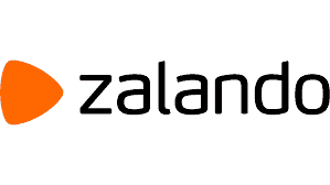 zalando logo - black text with orange arrow on white background