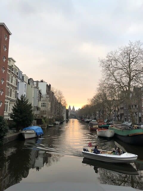 boat crossing a canal 