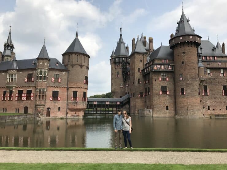 Standing in front of Castle de Haar and its moat near Utrecht